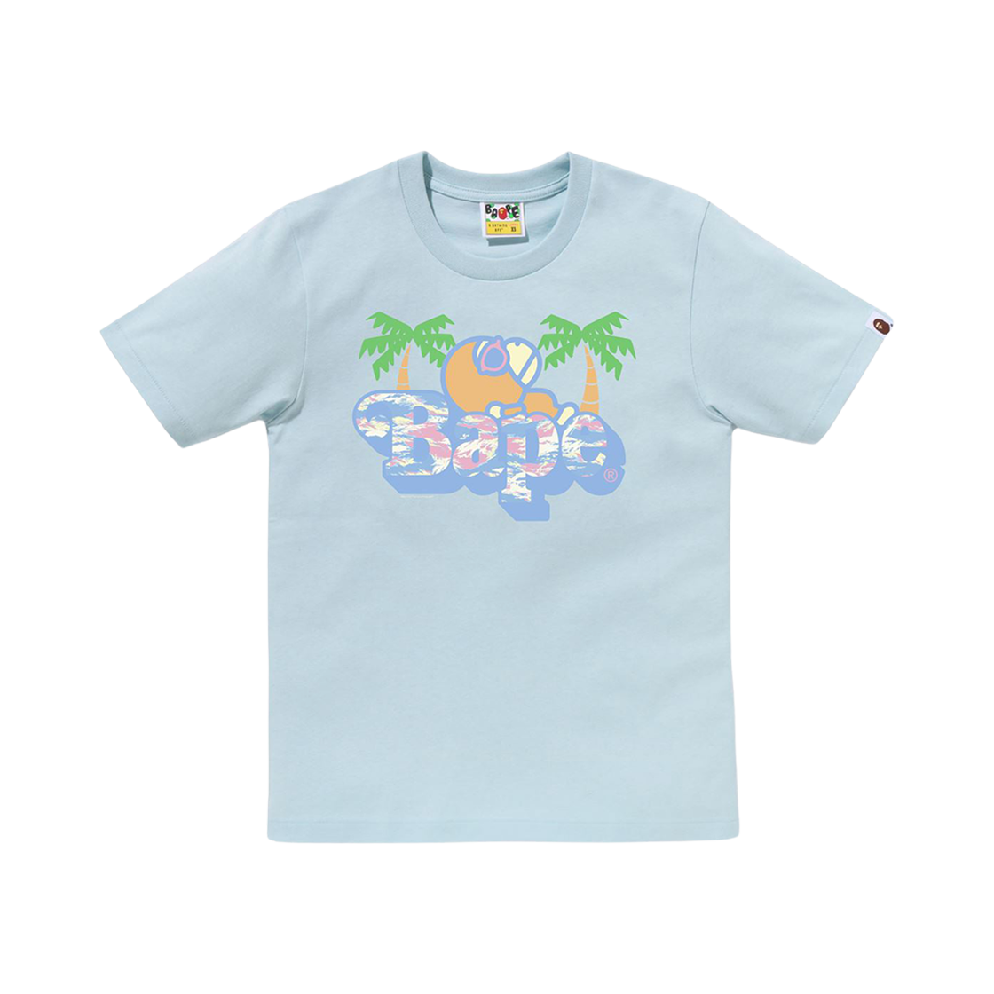 (W) 베이프 팜 트리 패턴 마일로 온 베이프 티셔츠 삭스((W) BAPE Palm Tree Pattern Milo on BAPE T-Shirt Sax) - 1