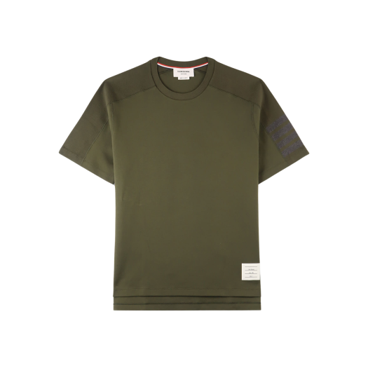 Thom Browne Cotton 4-Bar Short Sleeve Striped T-Shirt Dark Green