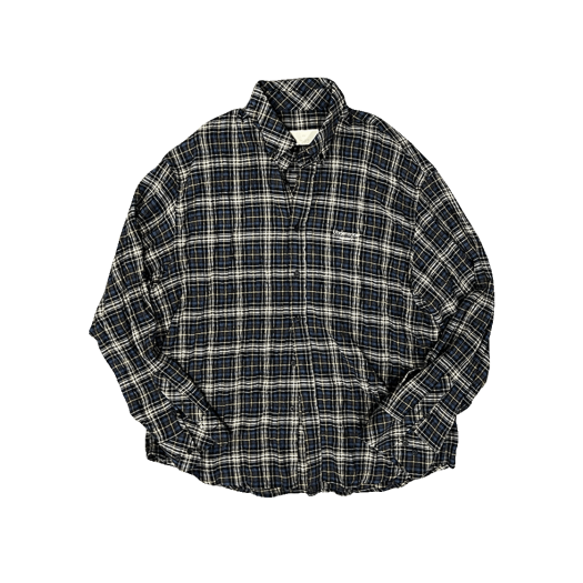 UMCM115BN Undermycar Mu.115 Original Logo Basic Long Sleeve Check Shirts Black Navy