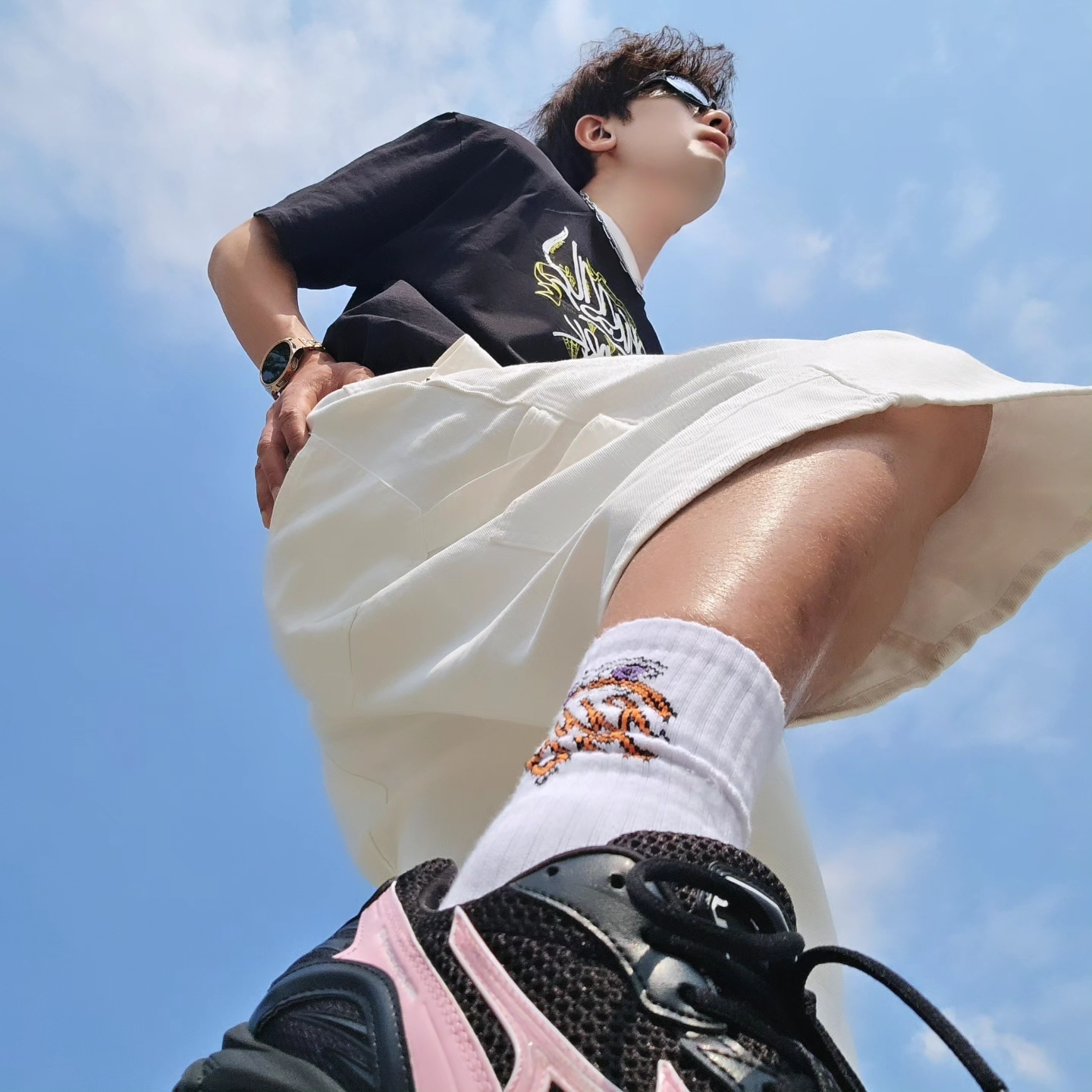 Samsung Galaxy Watch6 44mm LTE Silver (Korean Ver.), Stussy x Born X Raised Handstyles T-Shirt Black 착용 스타일 - 3