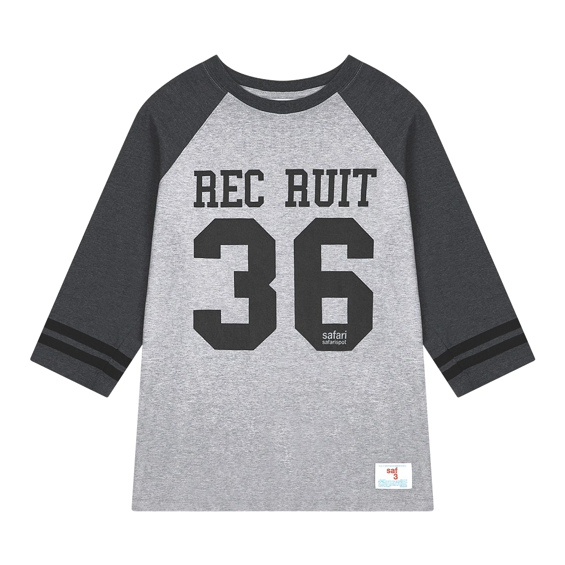 [Safarispot] Rec Ruit Athletic Rugby Tee ★大人気★ 사파리스팟 리크루트 애슬레틱 라글란 티 - 그레이 | Safarispot