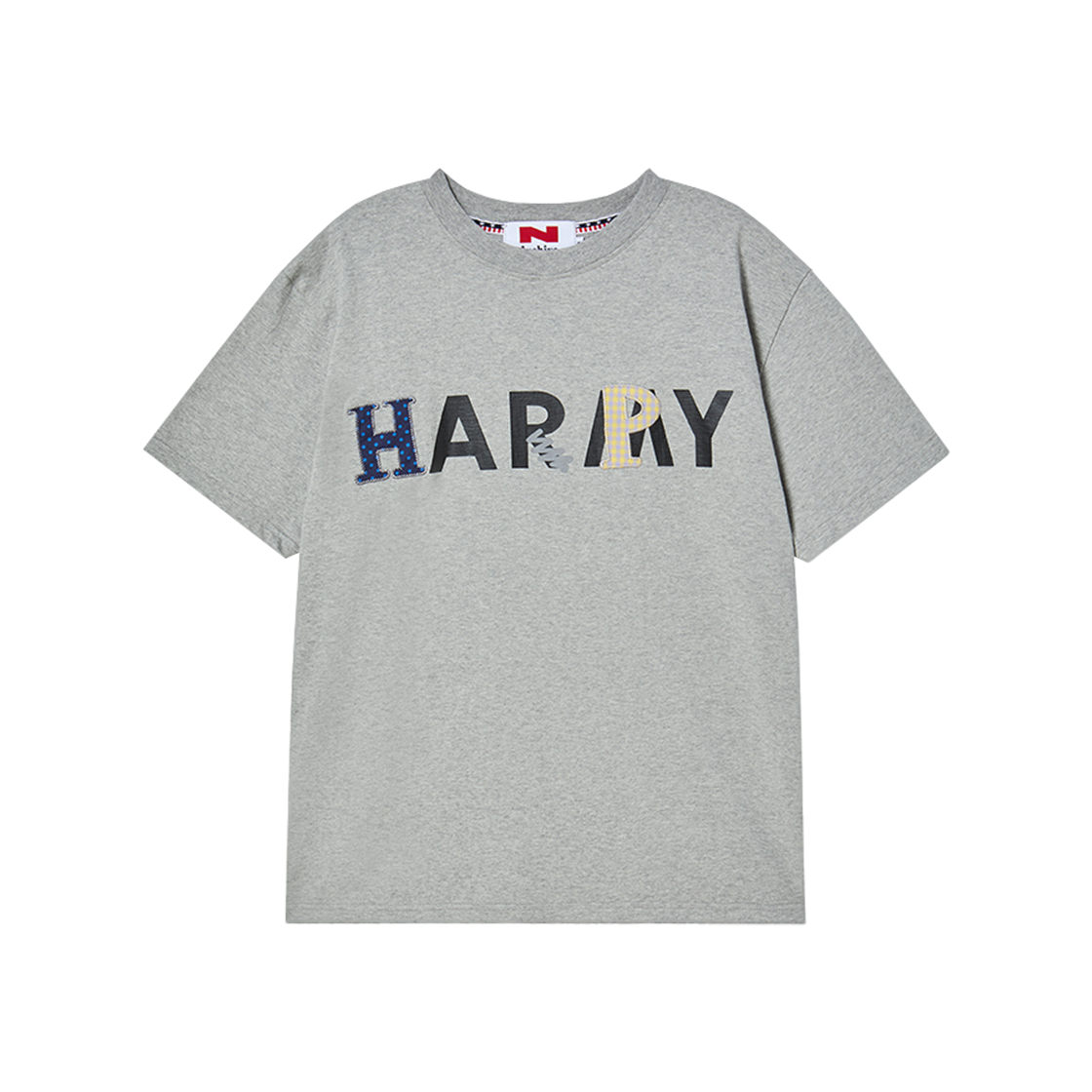 엔 아카이브 핸드 메이드 패치 디테일 20수 반팔 티셔츠 그레이(N ARCHIVE Hand Made Patch Detail 20'S 1/2 T-Shirt Gray) - 1