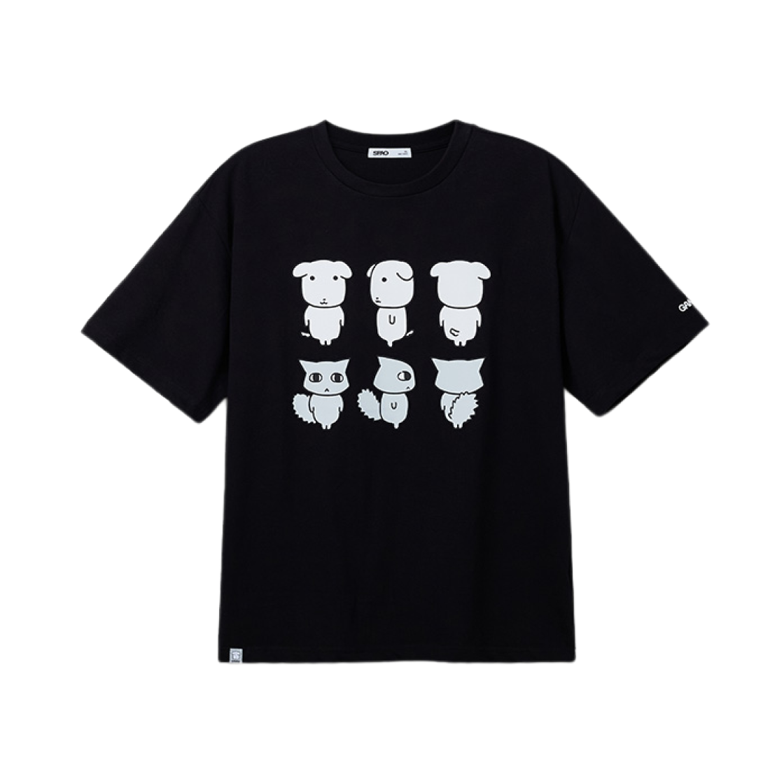 스파오 x 가나디 숏슬리브 티셔츠 그래픽 블랙(Spao x Ganadi Short Sleeve T-Shirt Graphic Black)