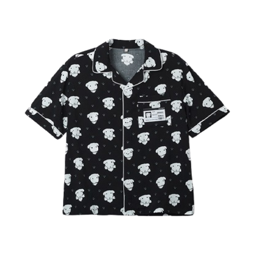 ★SPAO★ Ganadi short sleeve pajamas BLACK SPPPF38U02 SPAO x Ganadi - Short Sleeve Pajamas Set (LIGHT BLUE) – Harumio