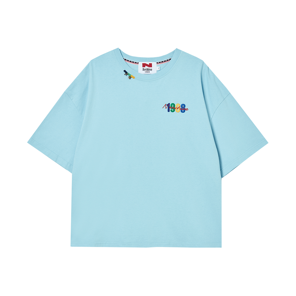 엔 아카이브 빈티지 아트 피스 디테일 워시드 코튼 반팔 티셔츠 스카이 블루(N ARCHIVE Vintage Art Piece Detail Washed Cotton 1/2 T-Shirt Sky Blue) - 1