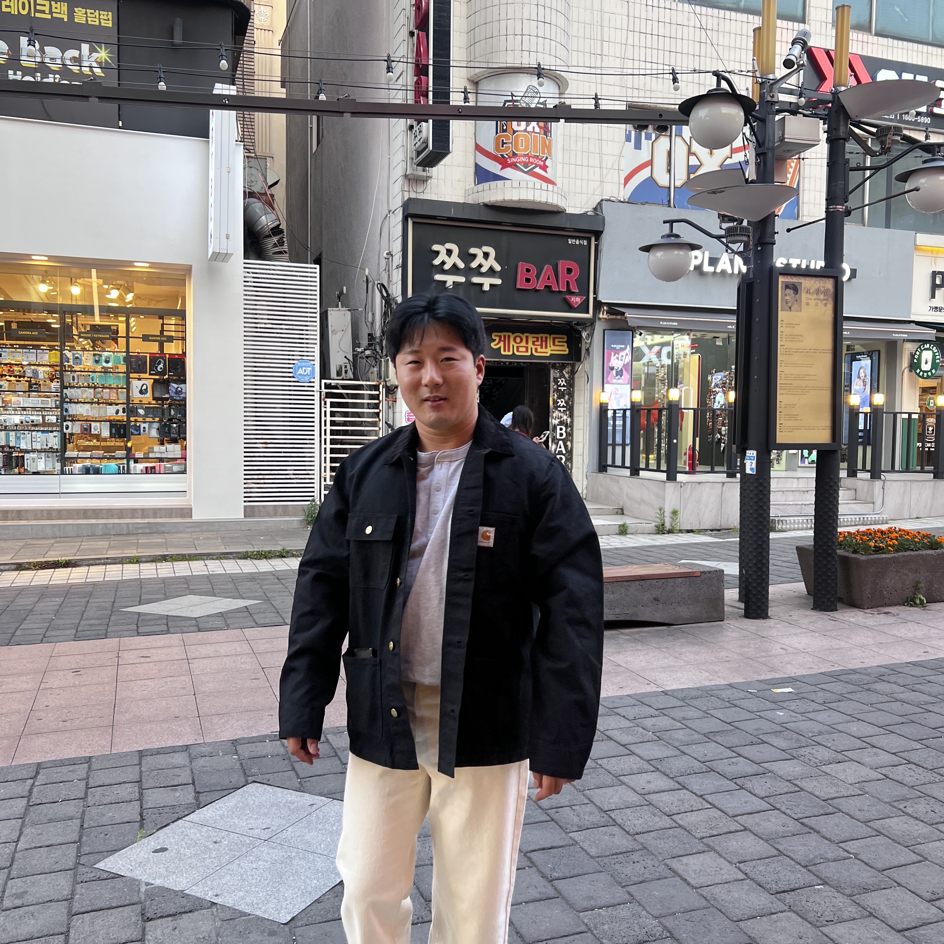Carhartt WIP Dearborn Canvas (unlined) Michigan Chore Coat Black Black Rinsed - Spring 착용 스타일