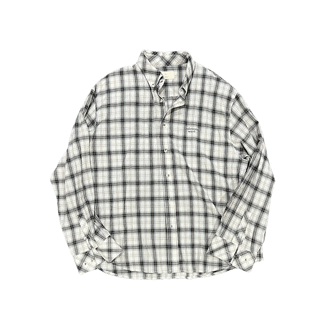 UMCM118BB Undermycar Mu.118 Original Logo Basic Long Sleeve Check Shirts Beige Blue