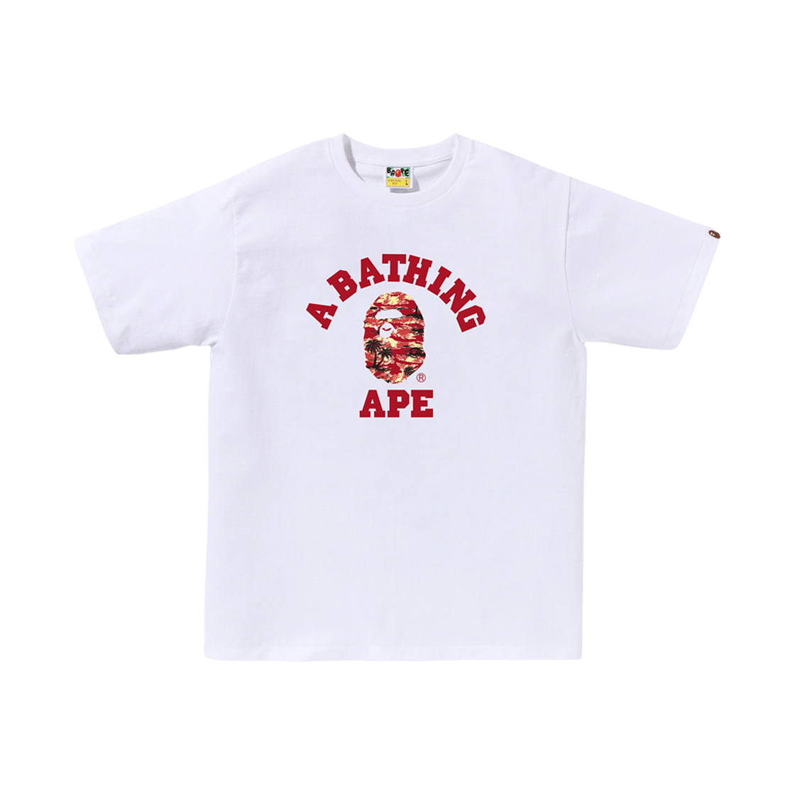 베이프 팜 트리 카모 컬리지 티셔츠 화이트 레드