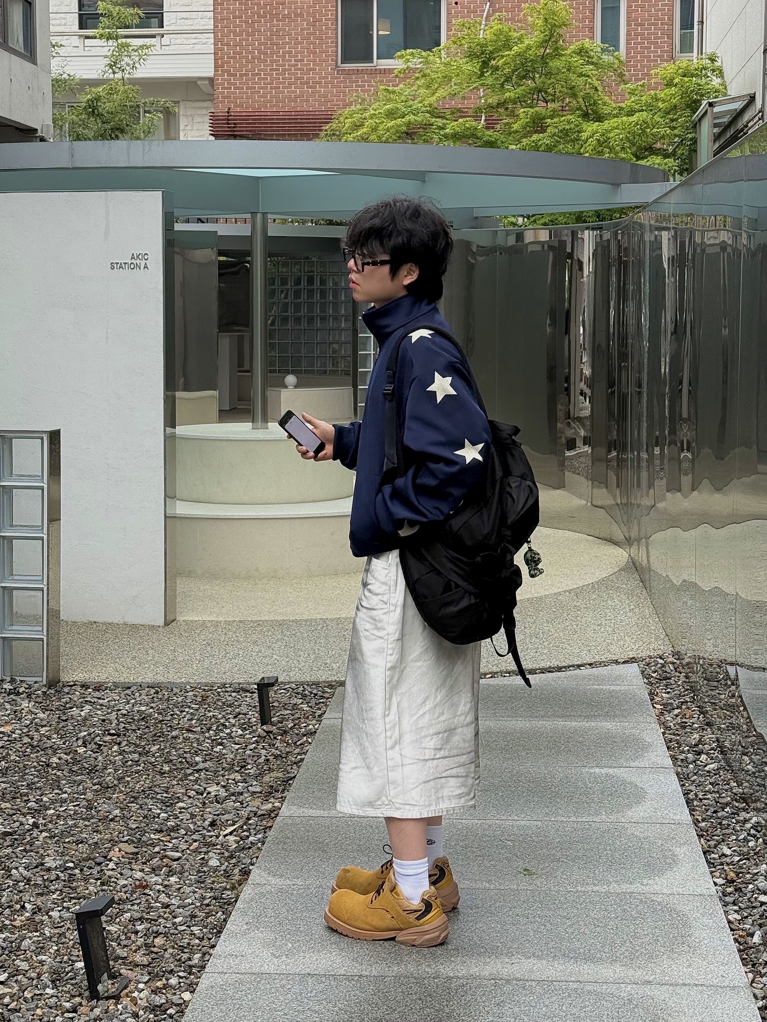 Kapital Smooth Jersey Stuntman & Woman Track Jacket Navy, Remagine Hybrid Derby Shoes Starting Bigger Wheat 착용 스타일 - 3