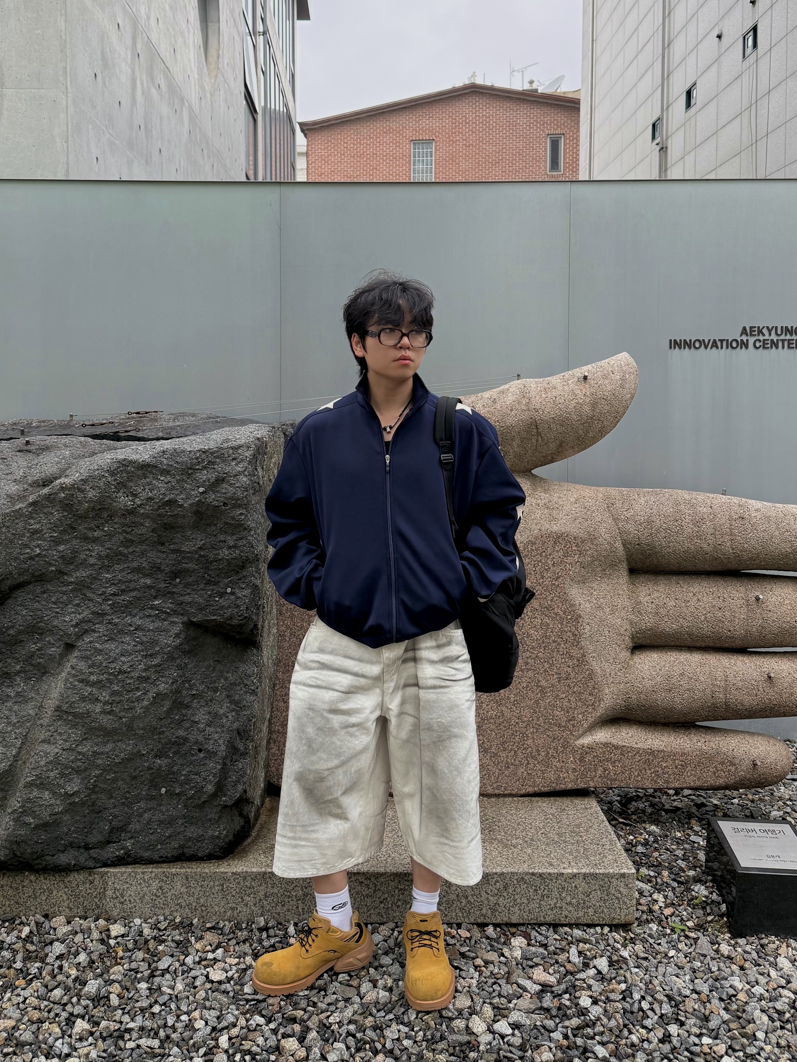 Kapital Smooth Jersey Stuntman & Woman Track Jacket Navy, Remagine Hybrid Derby Shoes Starting Bigger Wheat 착용 스타일 - 4