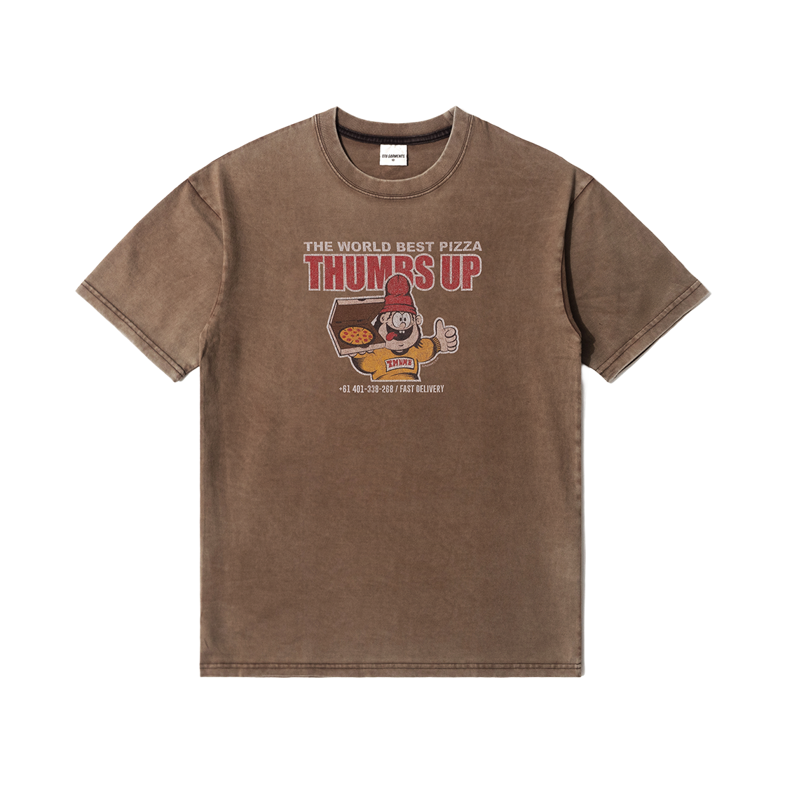 큐티에잇 가먼츠 떰즈 업 AQ 워시드 티 브라운(QT8 GARMENTS Thumbs Up AQ Washed Tee Brown)