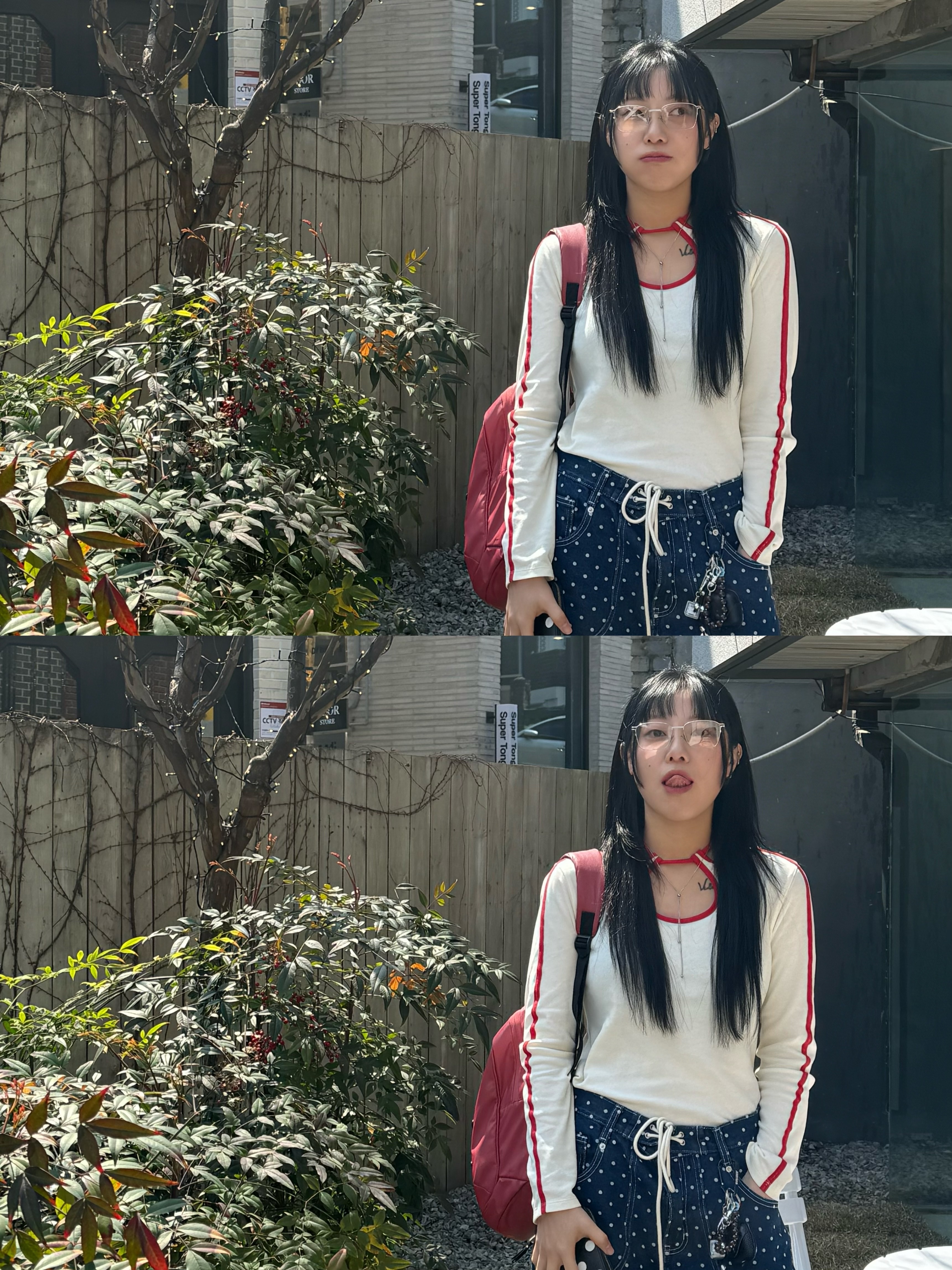 Gentle Monster Otas 02 Silver, Mischief Rhombus Mini Backpack Faded Red 착용 스타일 - 3