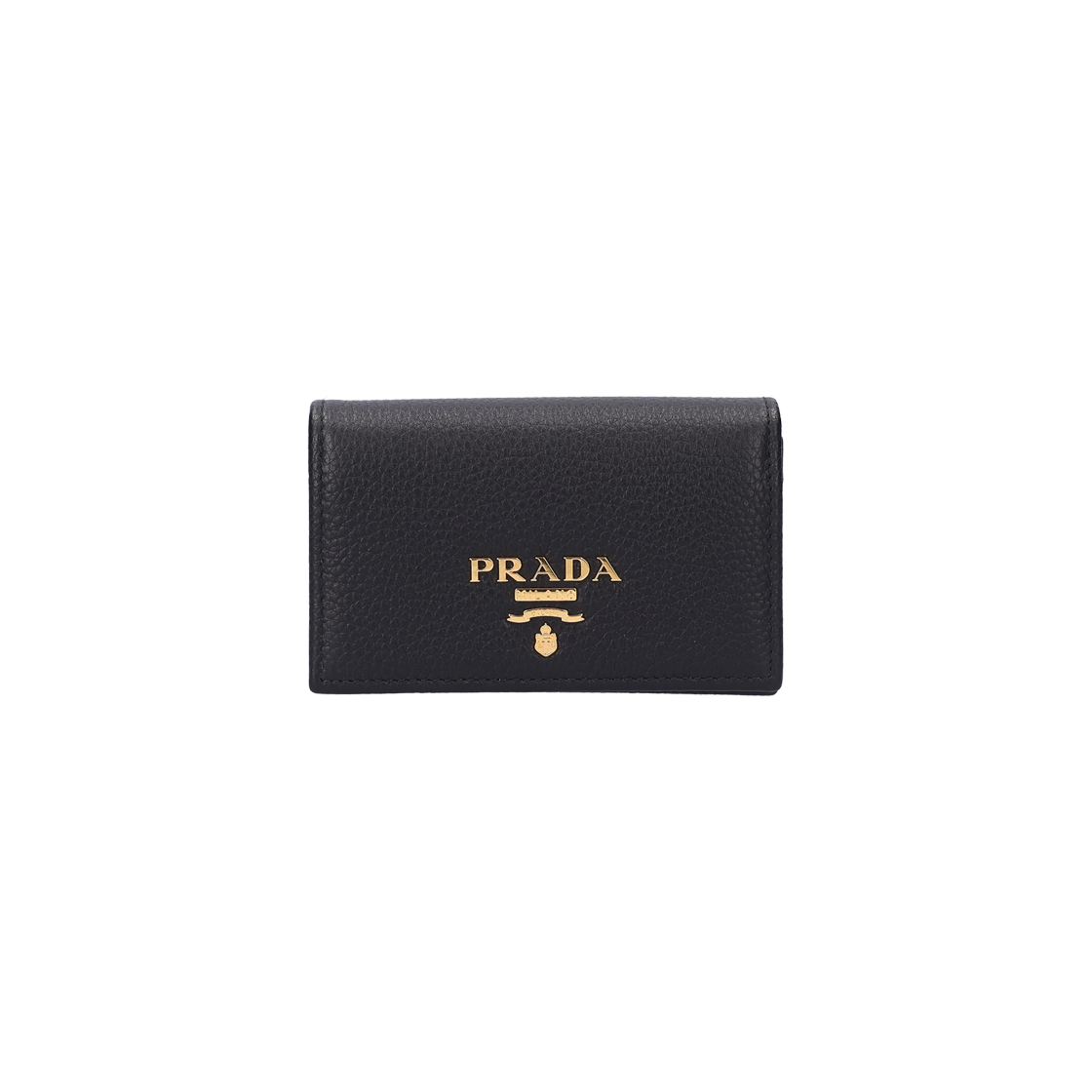 1MC122 Prada Vitello Grain Calfskin Card Holder in Black - 대표 이미지 #1