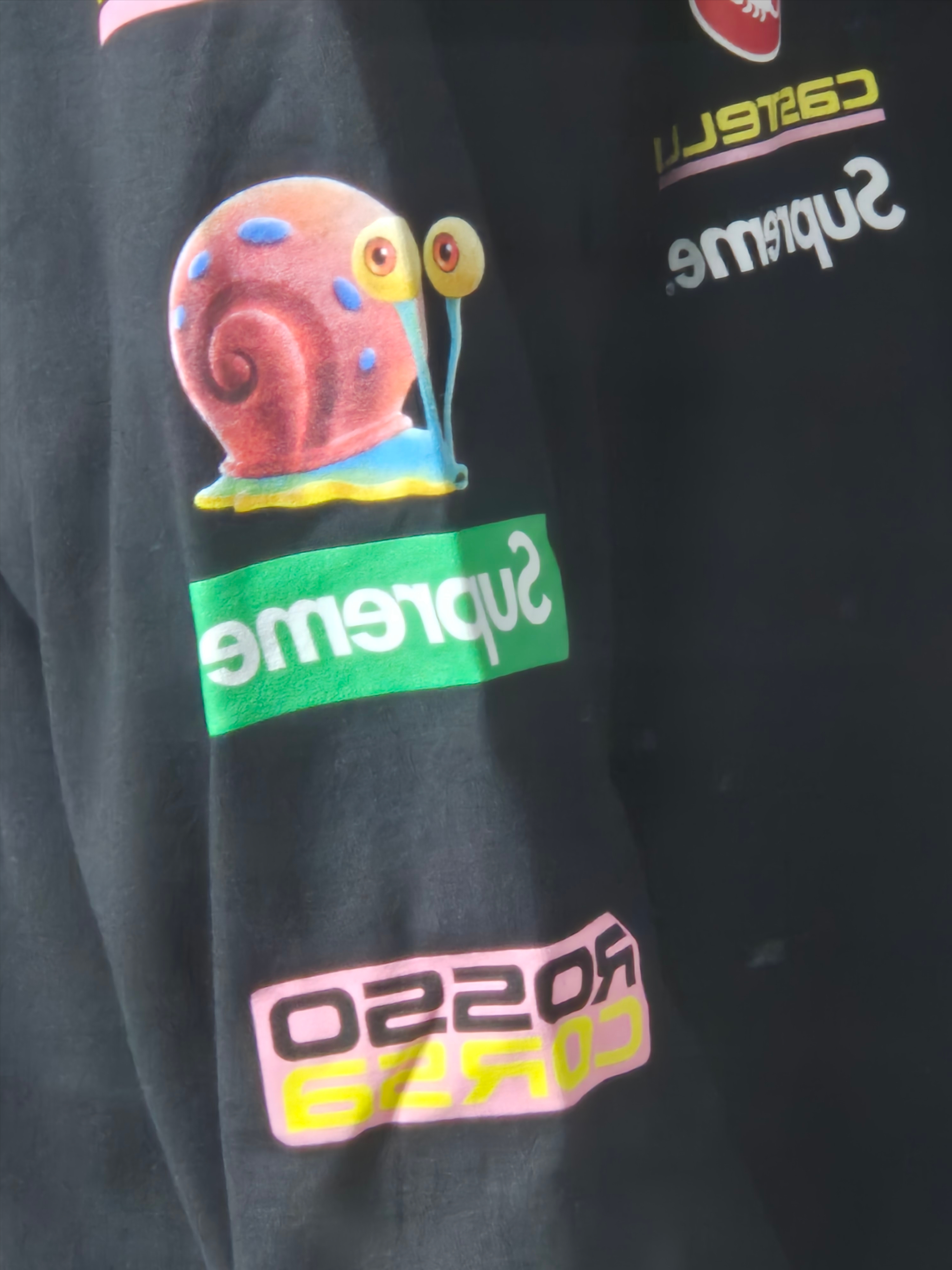 Supreme x SpongeBob SquarePants Castelli Racing L/S T-Shirt Black - 25SS 착용 스타일 - 2