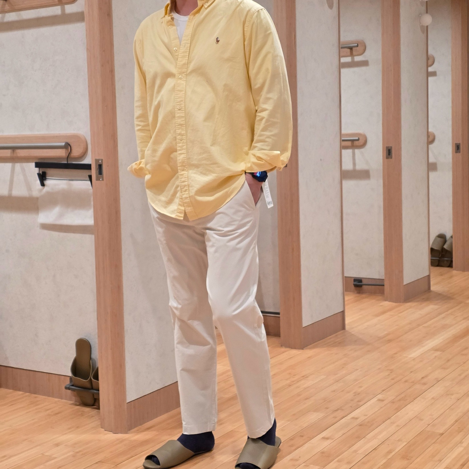 [30% 적립] Polo Ralph Lauren Classic Fit Garment Dyed Oxford Shirt White 착용 스타일 - 3