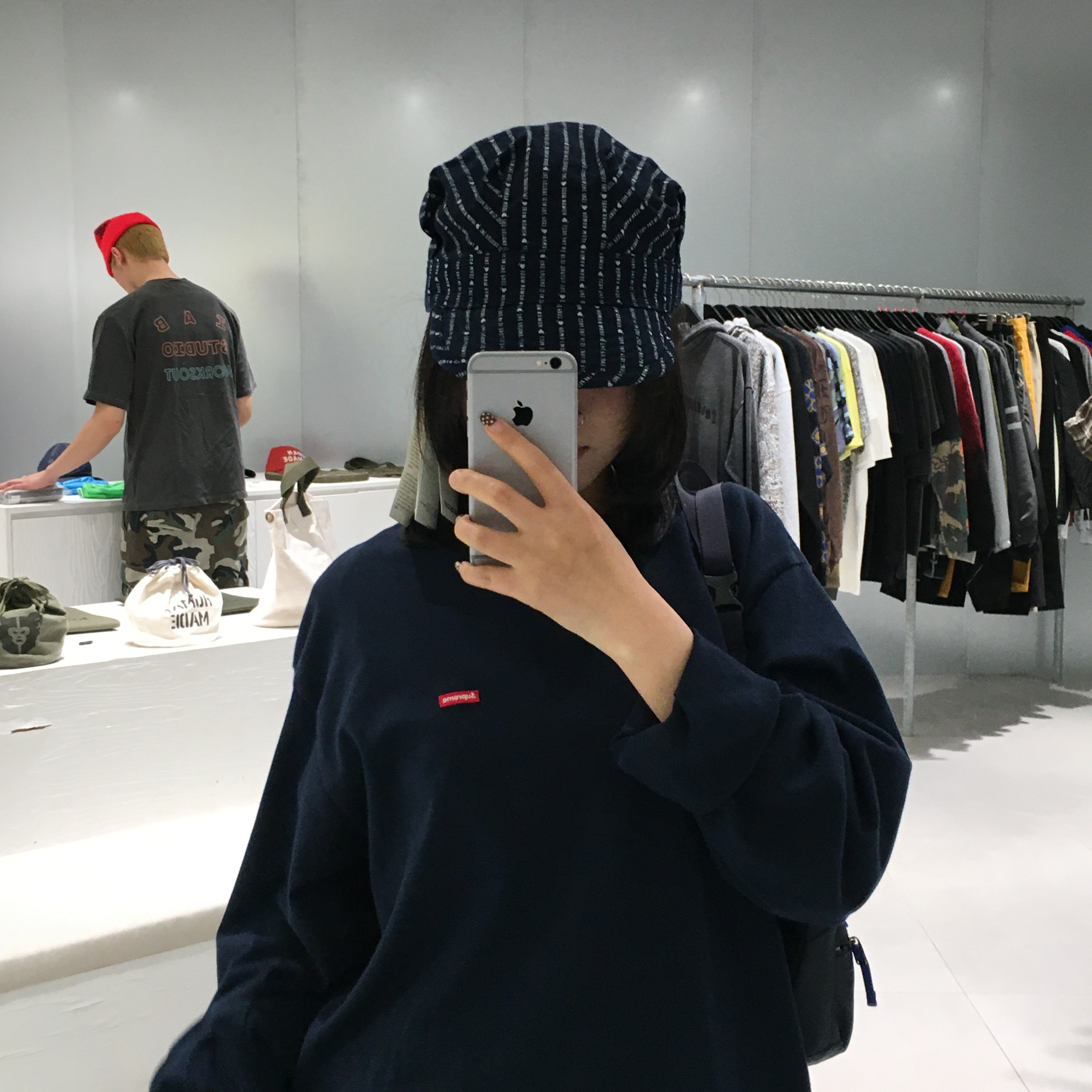 Human Made Wabash Work Cap Indigo 착용 스타일 - 1