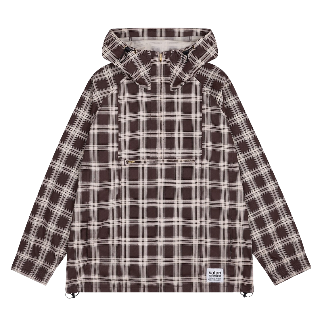 saf00508 Safarispot Regular Check Anorak - Brown - 대표 이미지 #1