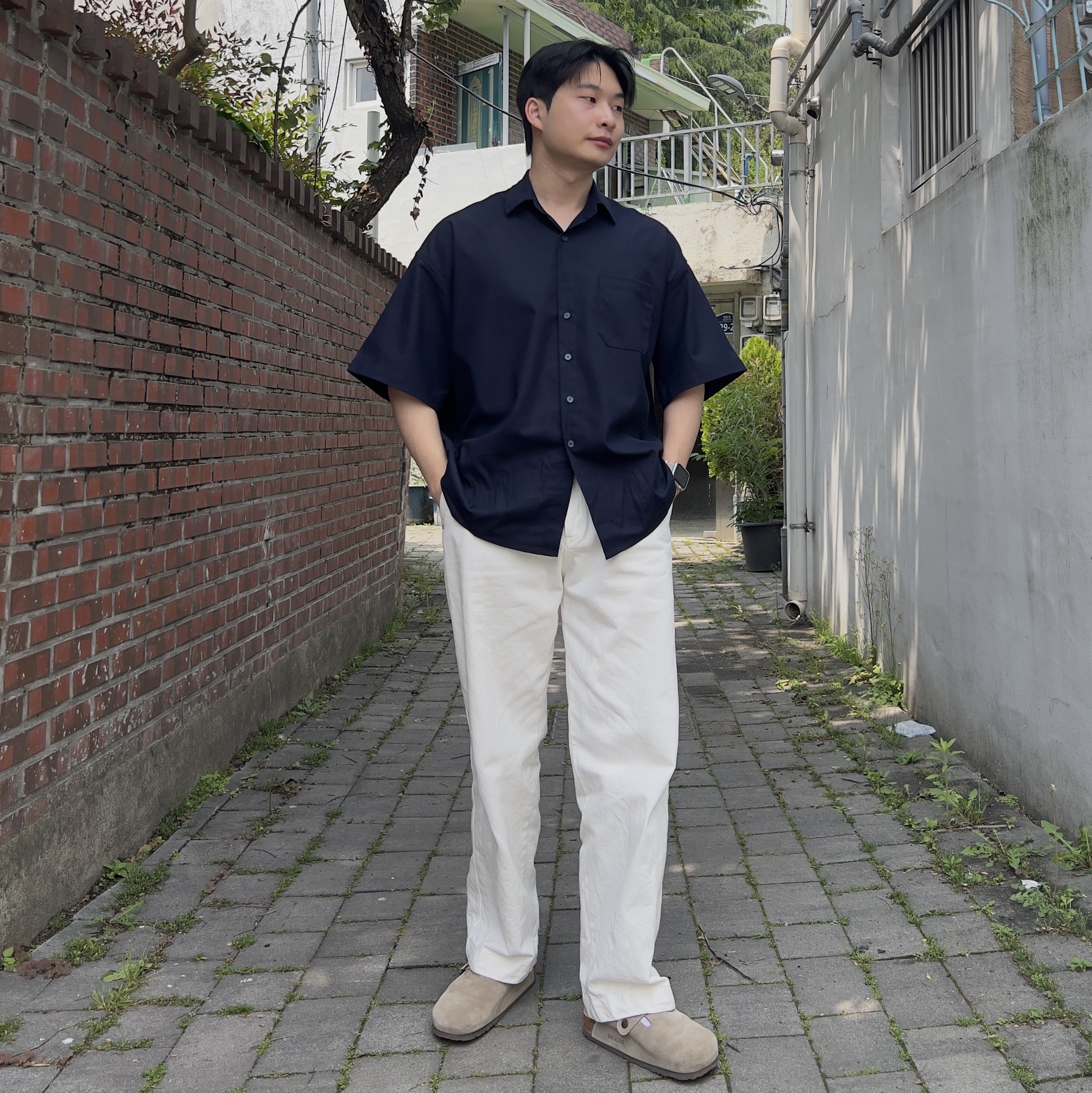 Birkenstock Boston Soft Footbed Taupe - Regular 착용 스타일 - 2