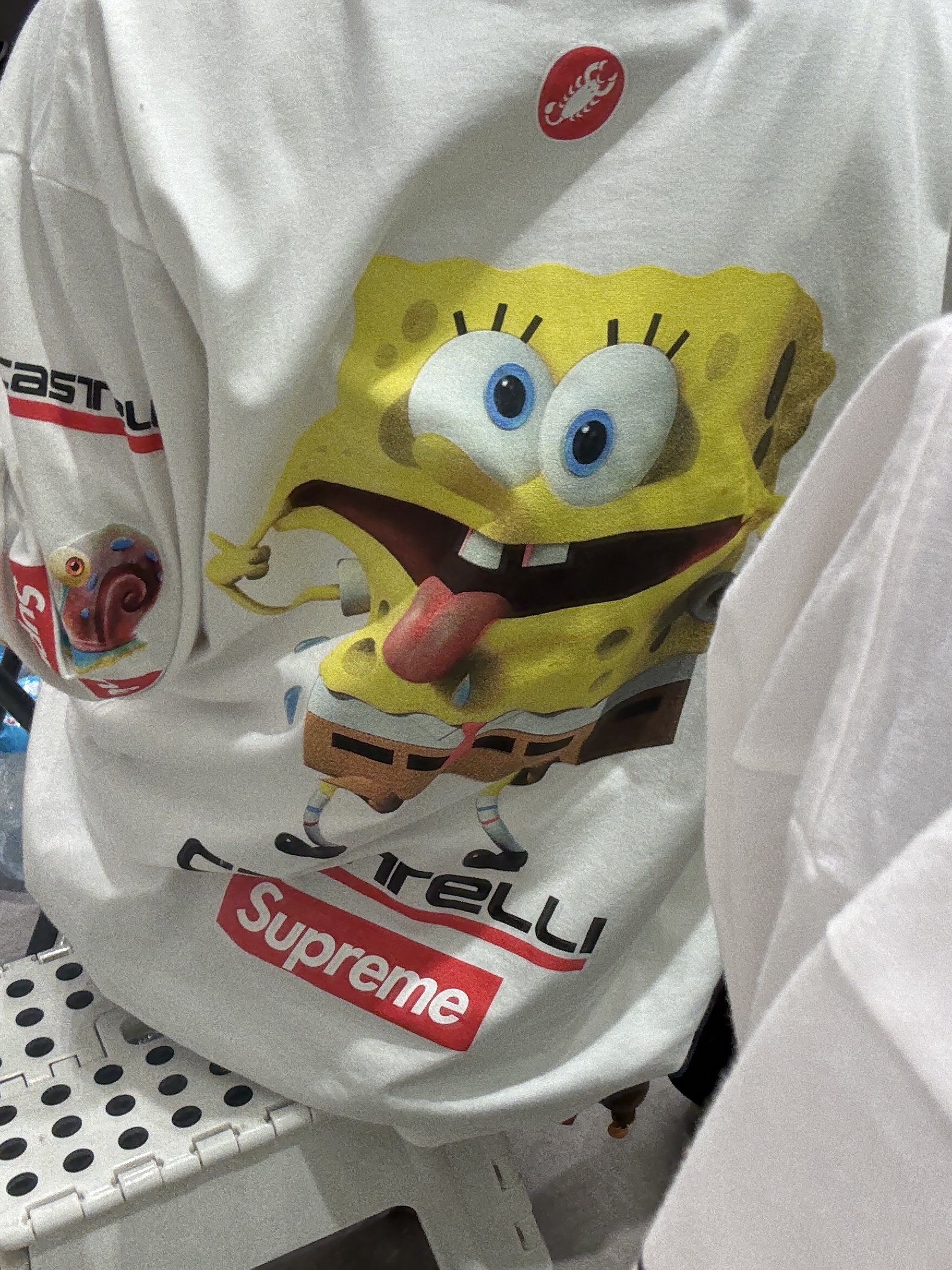 Supreme x SpongeBob SquarePants Castelli Racing L/S T-Shirt White - 25SS 착용 스타일