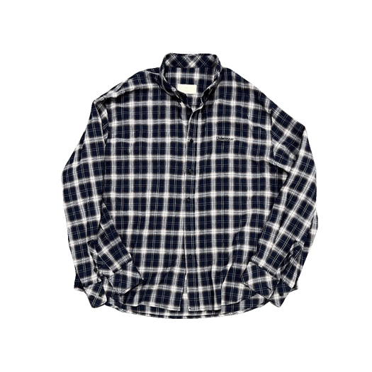 UMCM117NI Undermycar Mu.117 Original Logo Basic Long Sleeve Check Shirts Navy Ivory