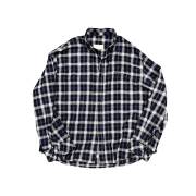 Undermycar Mu.117 Original Logo Basic Long Sleeve Check Shirts Navy Ivory