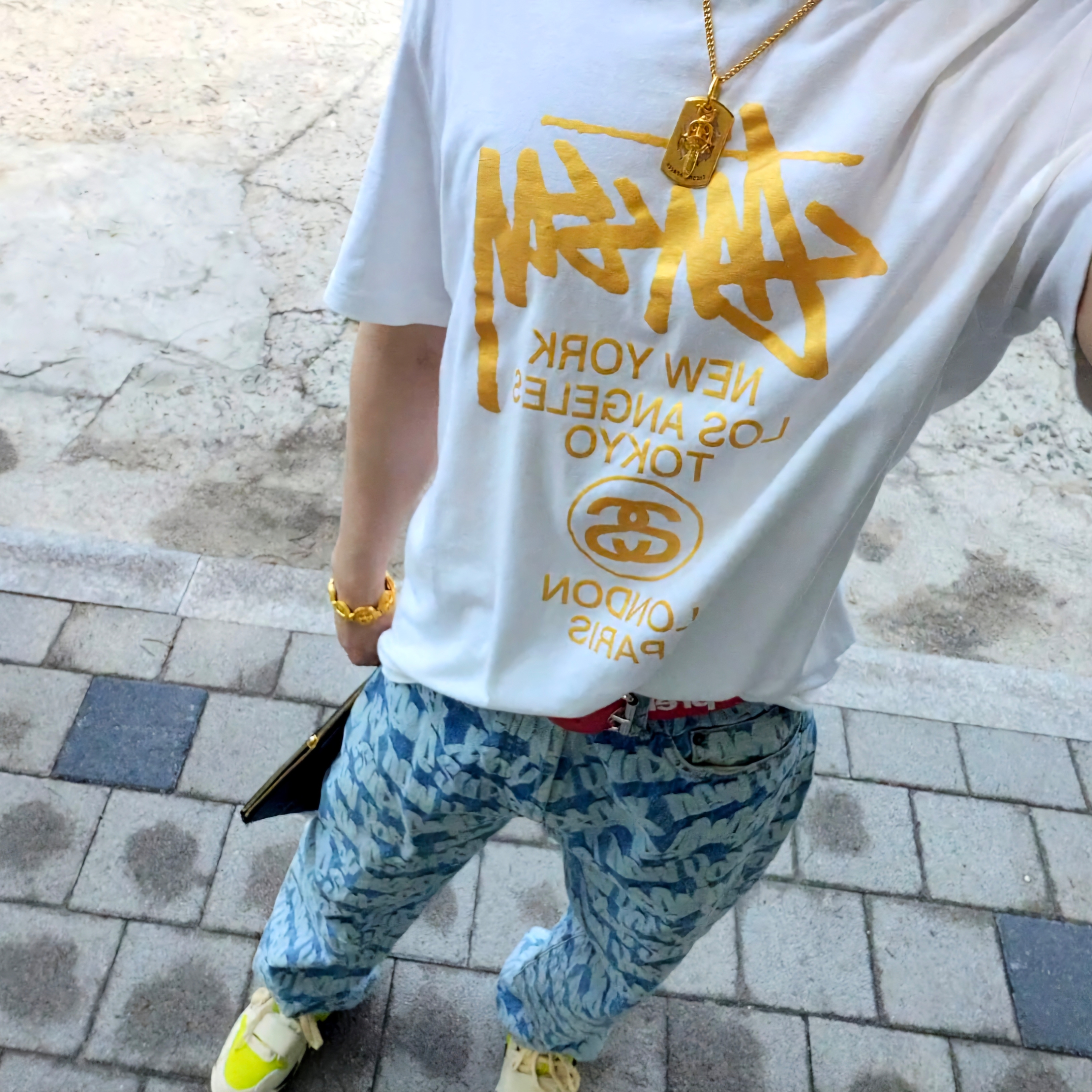 Supreme Fat Tip Jacquard Regular Jean Blue - 22SS, Hansroom Chrome Hearts 22K #5 Dagger Charm Pave Dia 착용 스타일 - 1