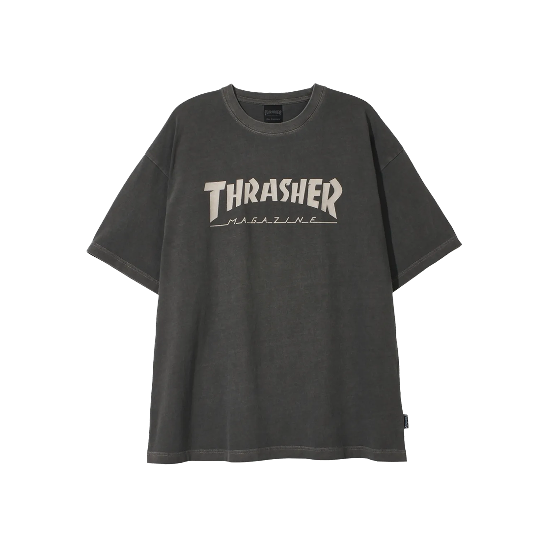 TR2502ST07CH THRASHER Magazine Pigment Dying Short Sleeve T-Shirt Charcoal