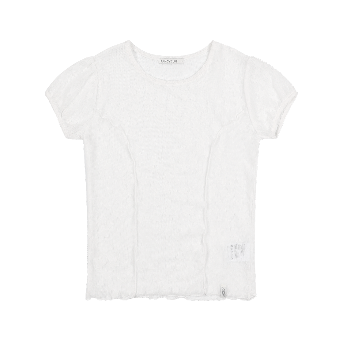 팬시클럽 웨이브 퍼프 레이스 티 화이트