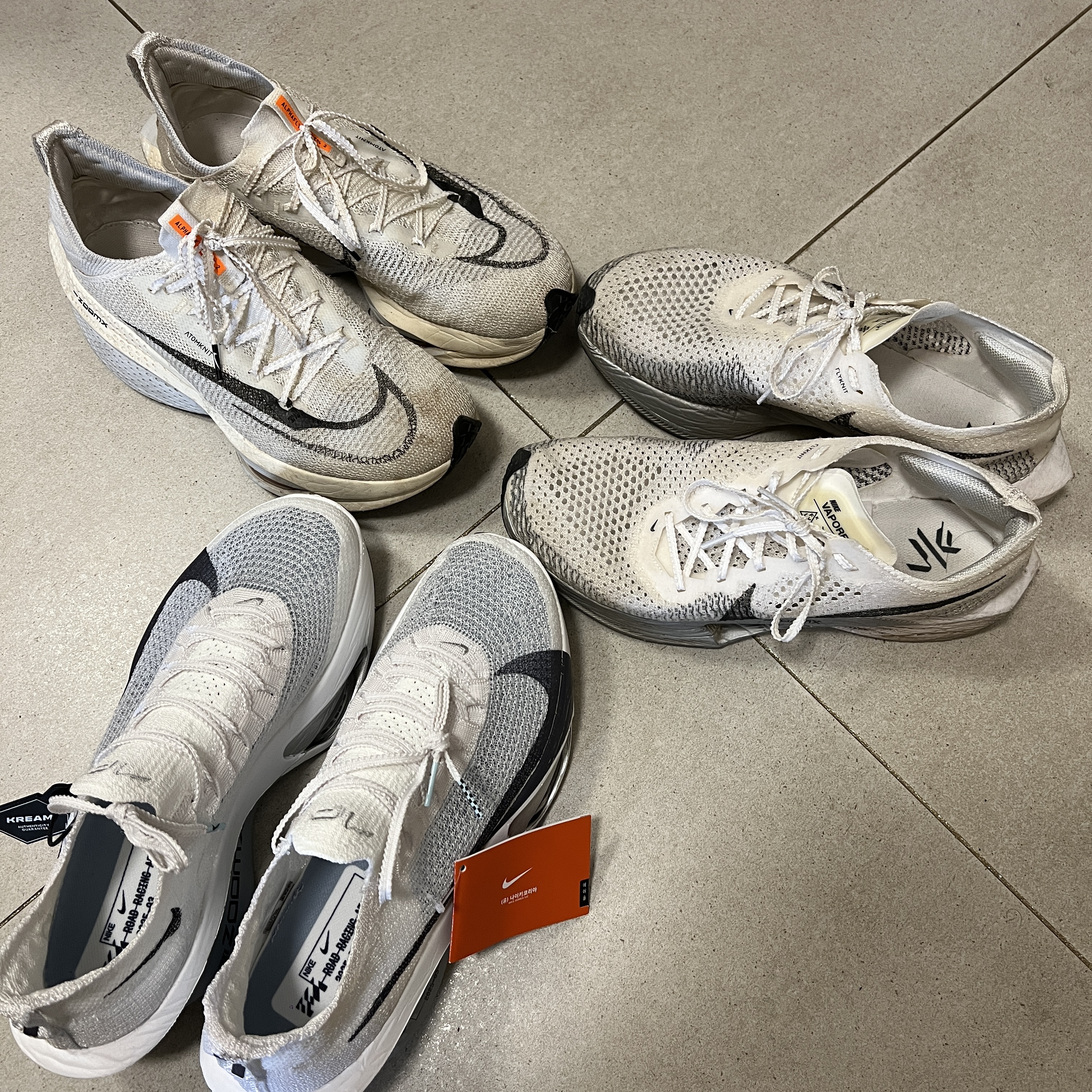 Nike Air Zoom Alphafly Next% 3 White Pure Platinum, Nike Air Zoom Alphafly Next% 2 Proto White 착용 스타일