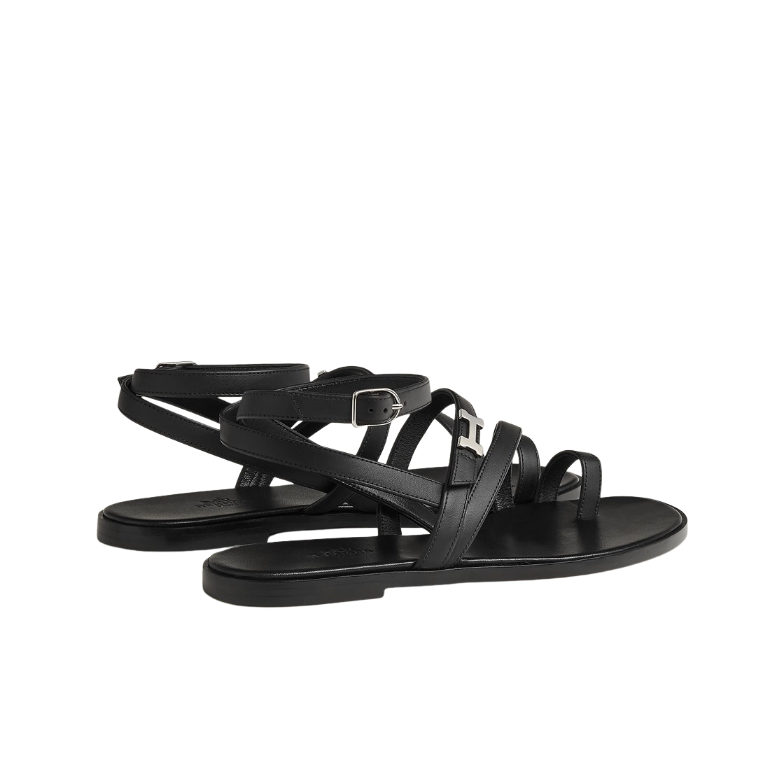 (W) 에르메스 하모니 샌들 카프스킨 & 팔라듐 하드웨어 누아((W) Hermes Harmonie Sandal Calfskin & Palladium Noir) - 3