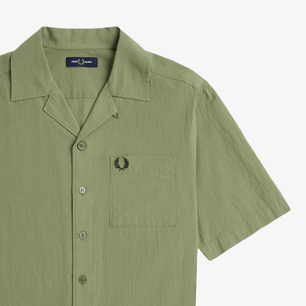 프레드페리 라이트웨이트 텍스쳐 리비어 칼라 셔츠 올리브민트(Fred Perry Lightweight Texture Revere Collar Shirt Olive Mint) - 5