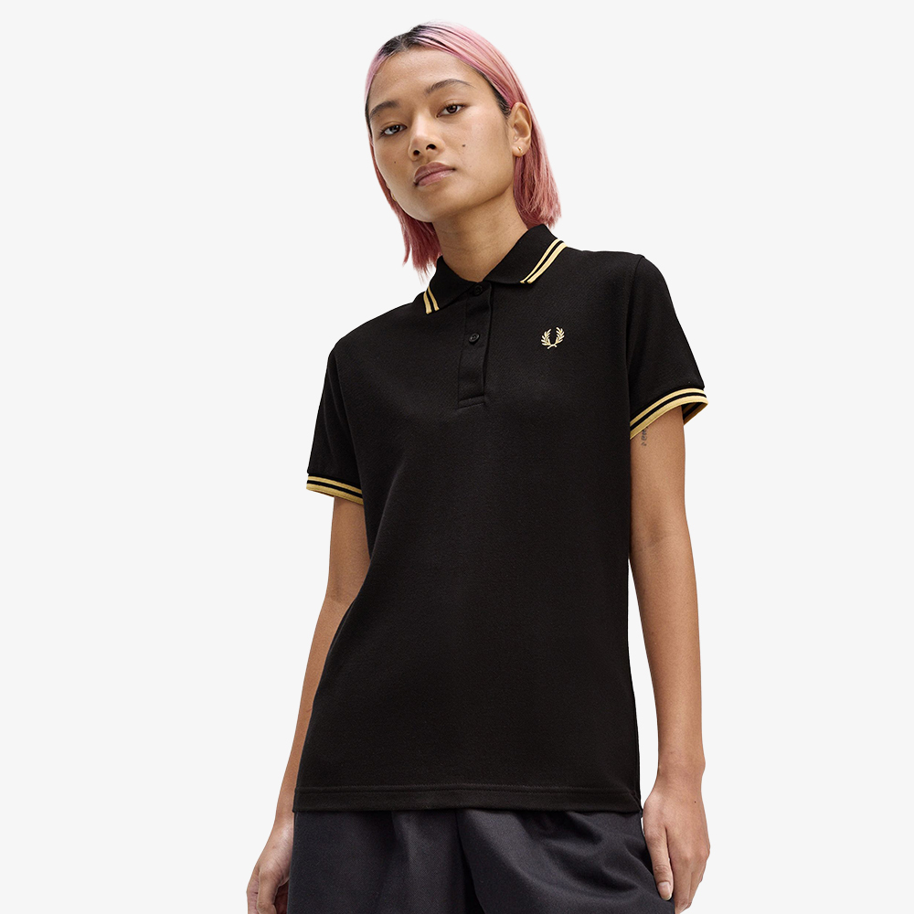 프레드페리 우먼스 G12 트윈 팁 프레드페리 셔츠 블랙/샴페인(Fred Perry Womens G12 Twin Tipped Fred Perry Shirt Black/Champagne) - 4