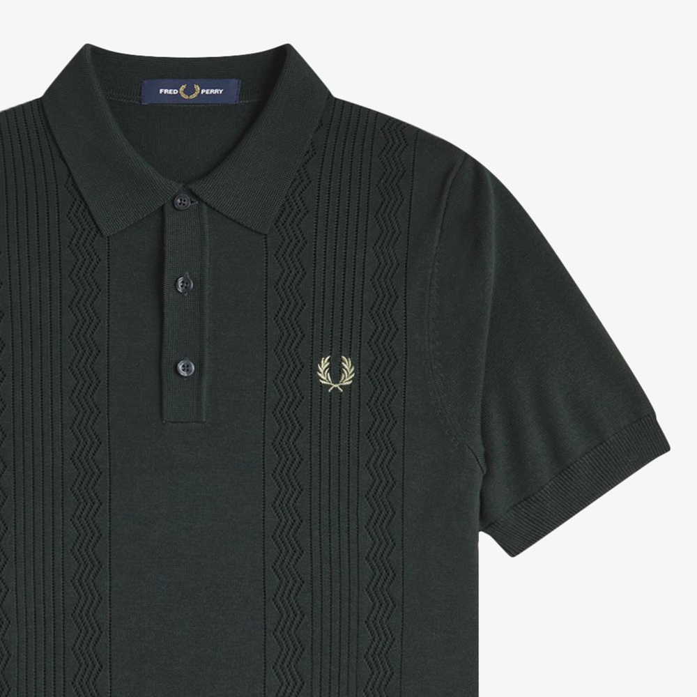 프레드페리 포인텔 패널 니트 셔츠 나이트그린(Fred Perry Pointelle Panel Knitted Shirt Night Green) - 5