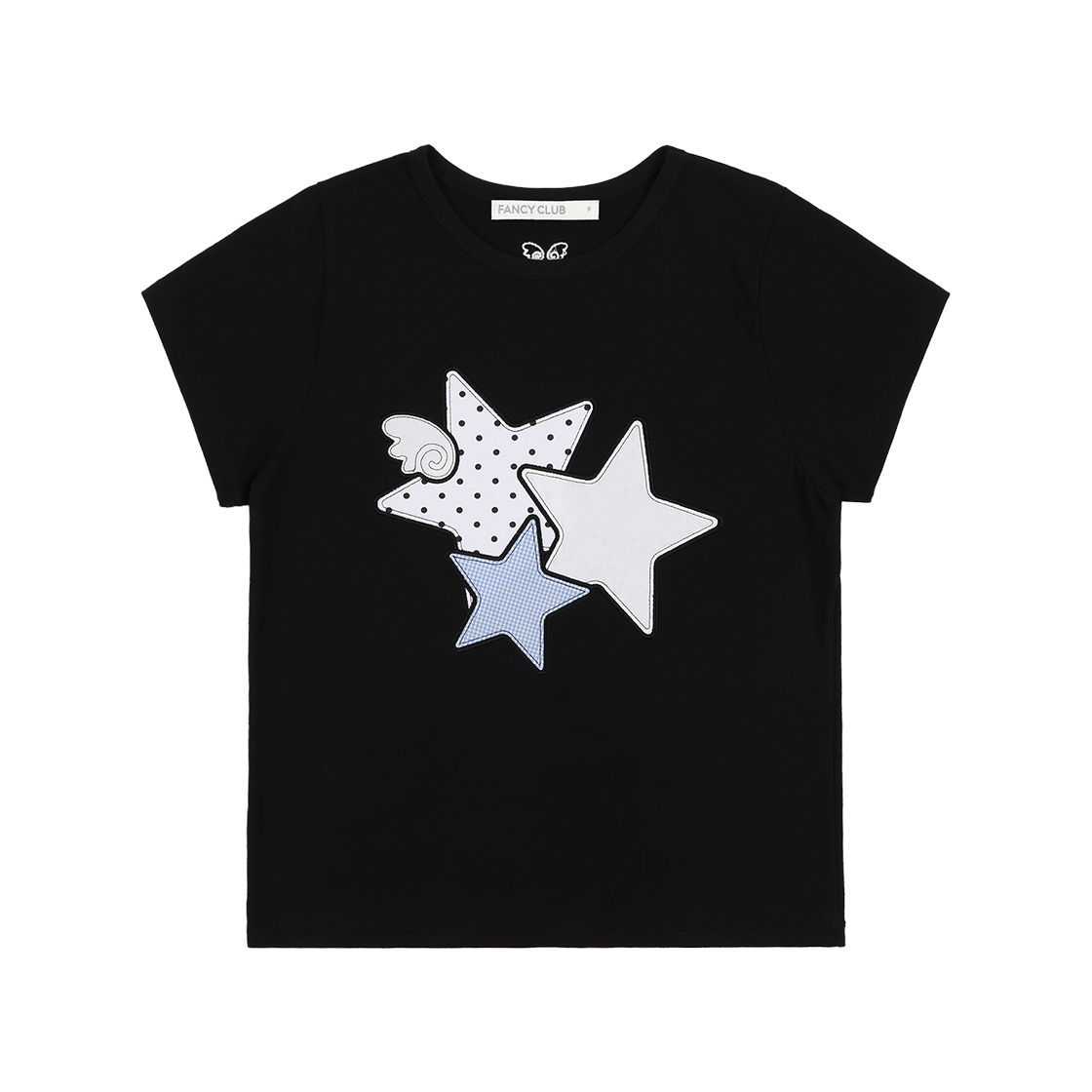 팬시클럽 믹스 스타 엔젤 패치 티 블랙