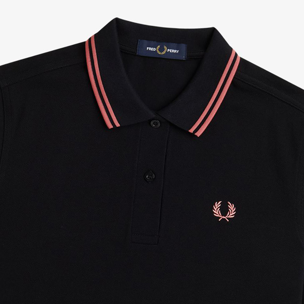 프레드페리 우먼스 G3600 트윈 팁 프레드페리 셔츠 블랙/퍼티핑크(Fred Perry Womens Twin Tipped Fred Perry Shirt Black/Putty Pink) - 4