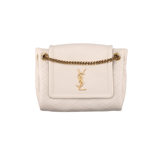 672738 Saint Laurent Mini Nolita in Lambskin Blanc Vintage