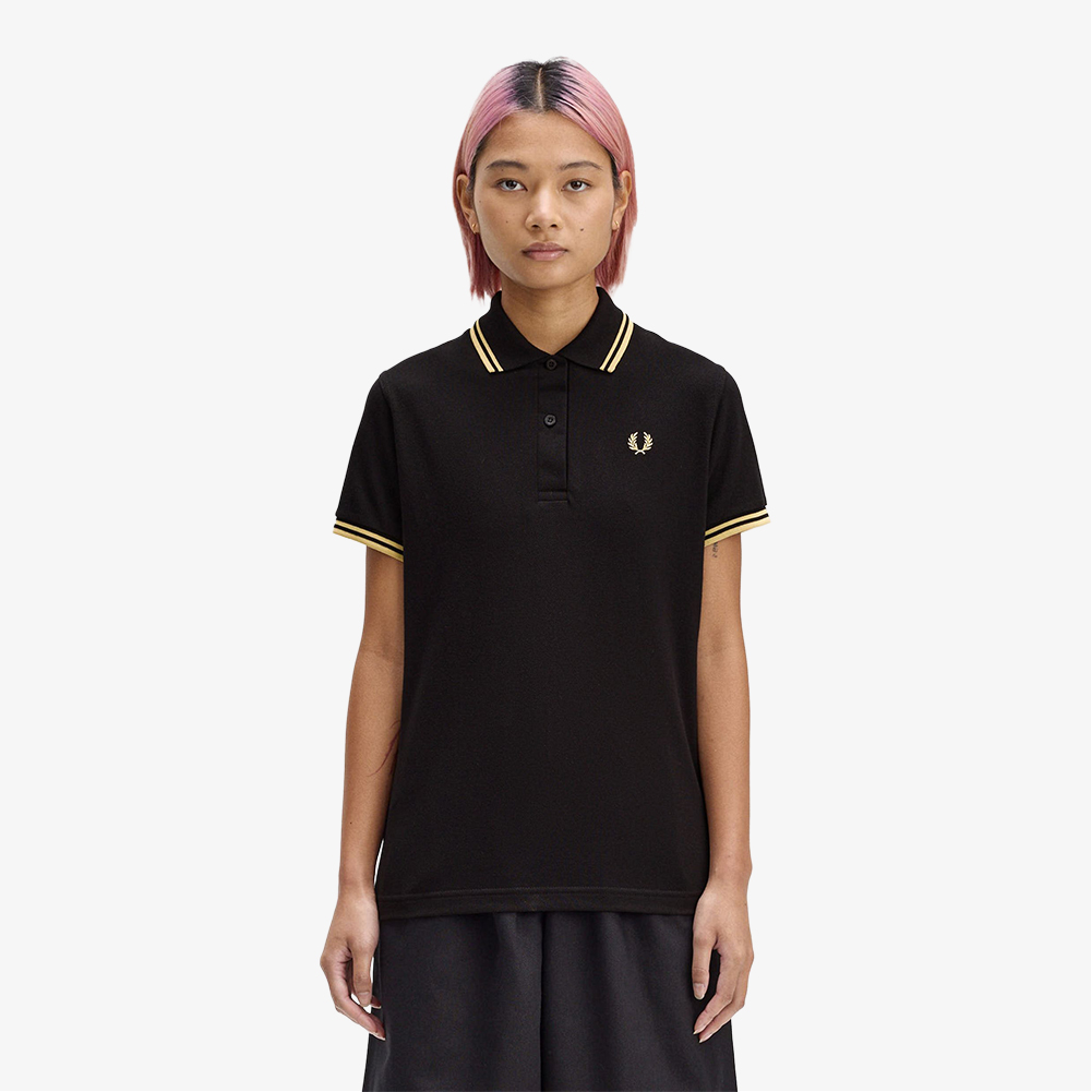 프레드페리 우먼스 G12 트윈 팁 프레드페리 셔츠 블랙/샴페인(Fred Perry Womens G12 Twin Tipped Fred Perry Shirt Black/Champagne) - 2