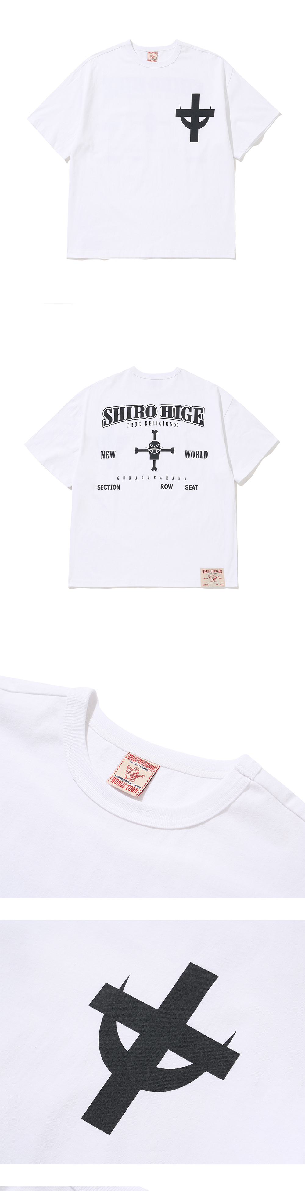Tシャツ・カットソー True Religion x One Piece Shirohige Short Sleeve 트루릴리젼 x 원피스 시로히게 숏 슬리브 화이트 | True