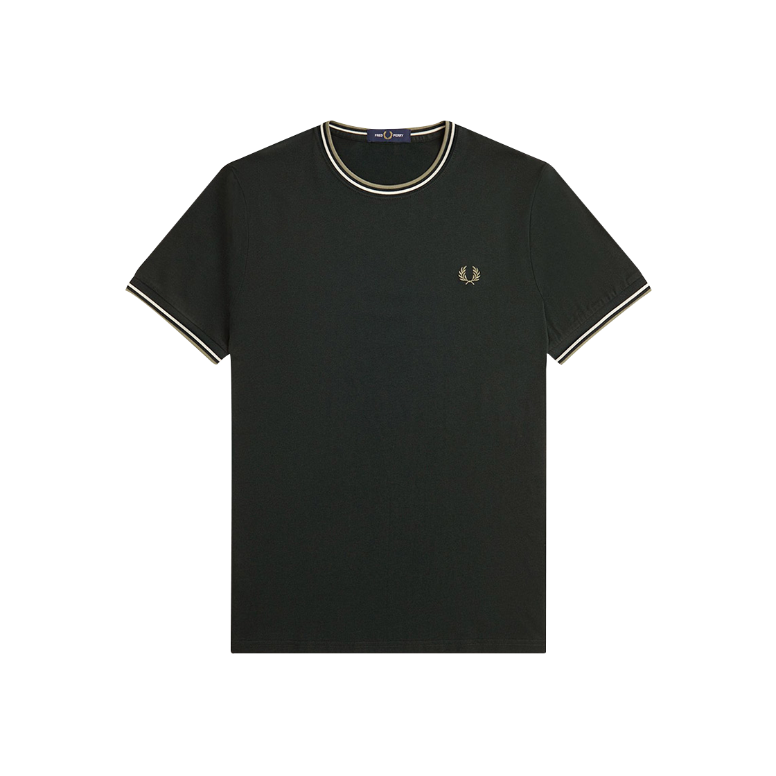 AFPM2511588-Y65 Fred Perry Twin Tipped T-Shirt Night Green/Light Ecru/Olive Mint