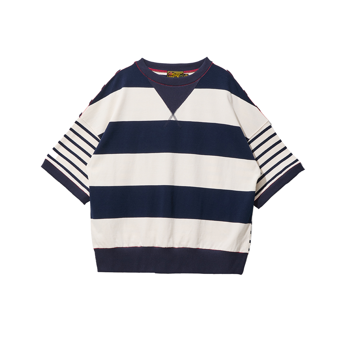 25SMTS039NA Ogarp Half Strain Marine Stripe Sweat Tee Navy
