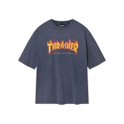 THRASHER Flame Stone Washed Short Sleeve T-Shirt Blue
