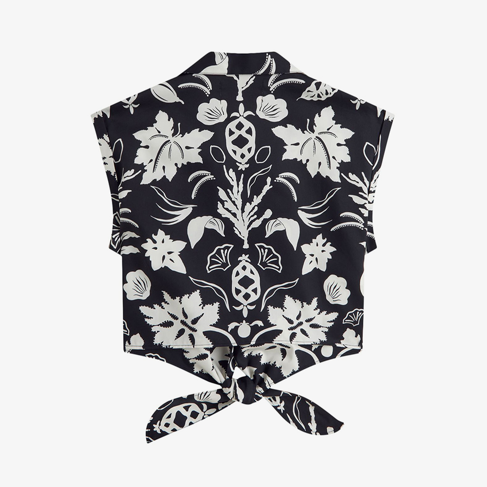 프레드페리x에이미와인하우스 타이 프론트 프린트 셔츠 블랙(Fred Perry Womens Tie-Front Printed Shirt Black) - 2