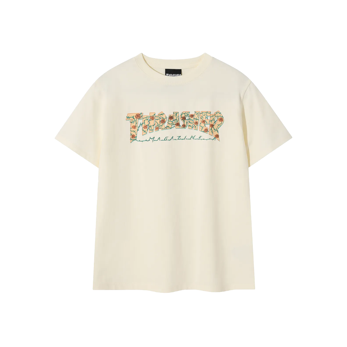 TR2502ST78CM THRASHER (W) Flower Magazine Short Sleeve T-Shirt Cream