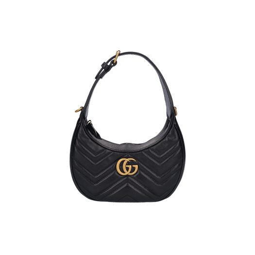 699514 Gucci GG Marmont Half Moon Shaped Mini Bag Black