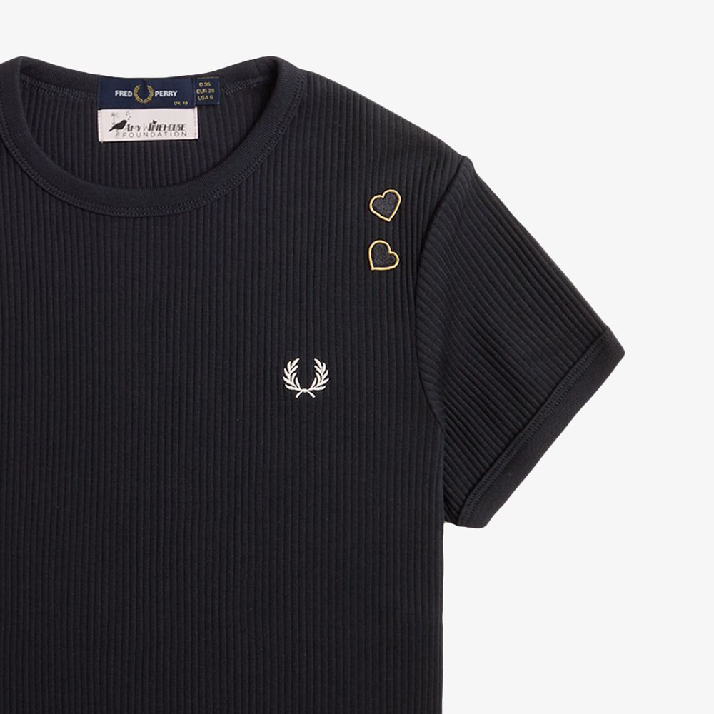 프레드페리x에이미와인하우스 립 티셔츠 블랙(Fred Perry Womens Ribbed T-Shirt Black) - 5
