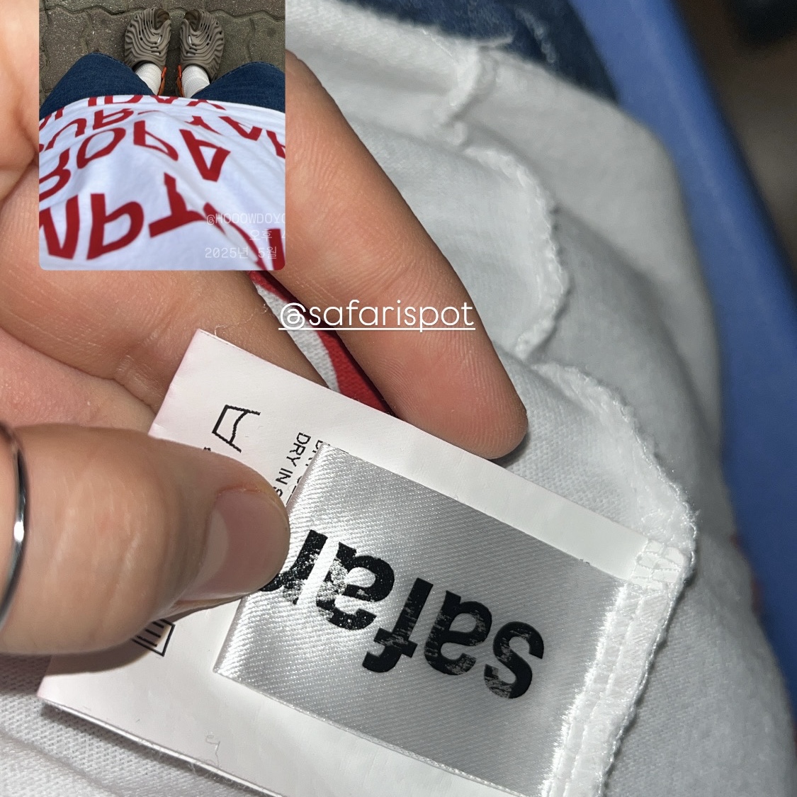 [KREAM 단독] Safarispot Highway Inn LS T-Shirt White Red 착용 스타일