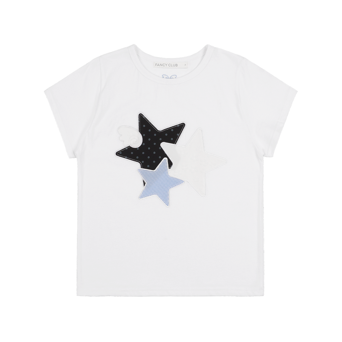 팬시클럽 믹스 스타 엔젤 패치 티 화이트