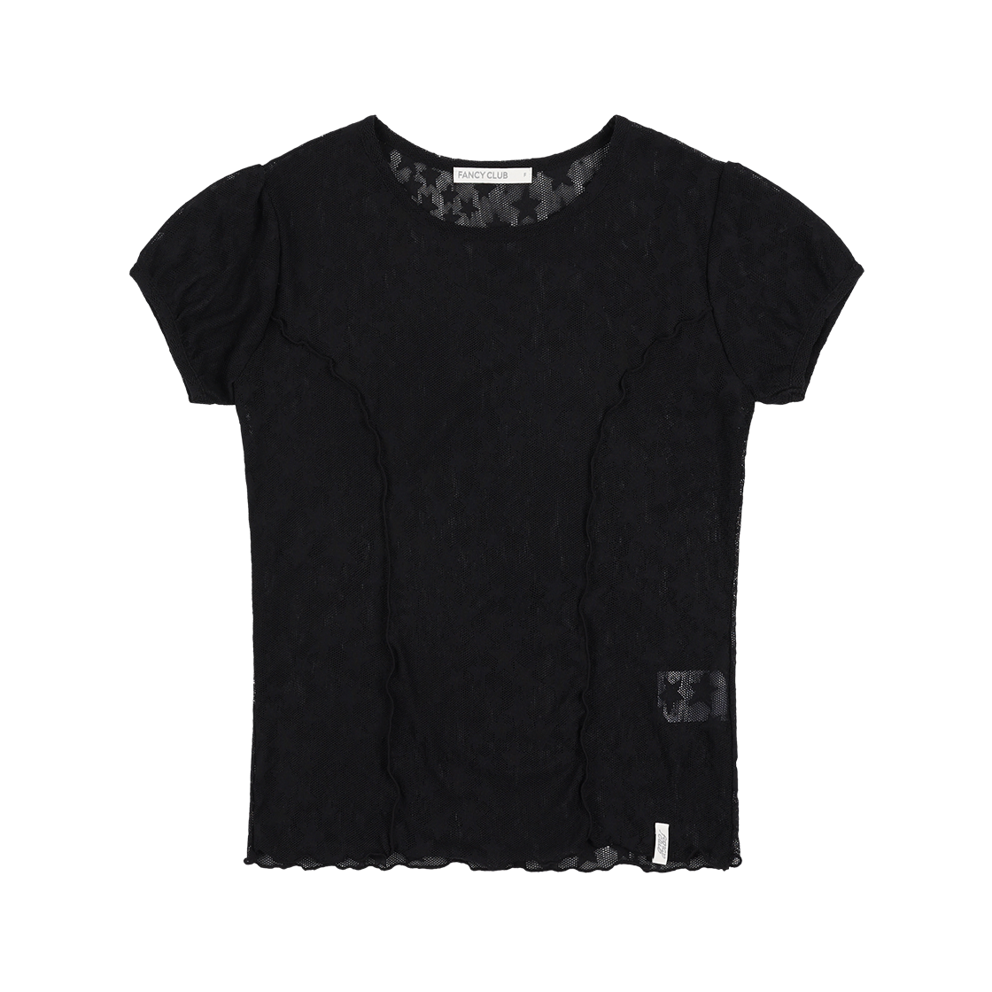 팬시클럽 웨이브 퍼프 레이스 티 블랙