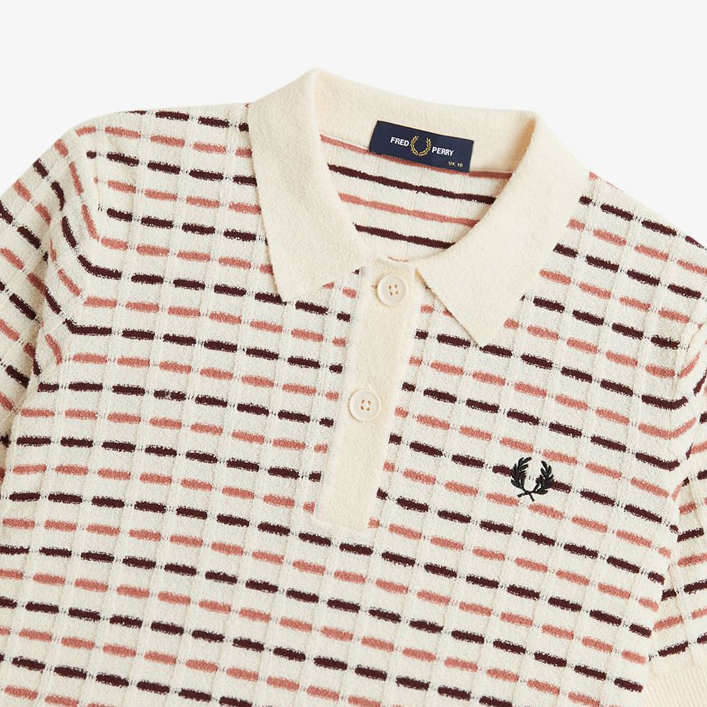 프레드페리 우먼스 부클 니트 폴로 셔츠 실키피치(Fred Perry Womens Boucle Knitted Polo Shirt Silky Peach) - 3
