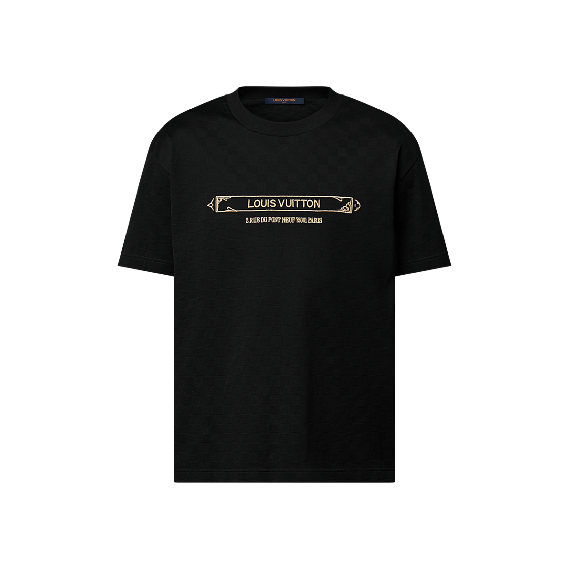 루이비통 엠벨리시드 다미에 피케 티셔츠 블랙(Louis Vuitton Embellished Damier Pique T-Shirt Black) - 1